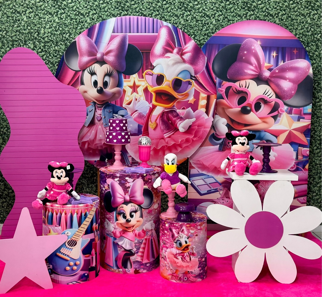 Minnie E Margarida Fashion Com 2 Painéis Laterais - SofistiqueDecor