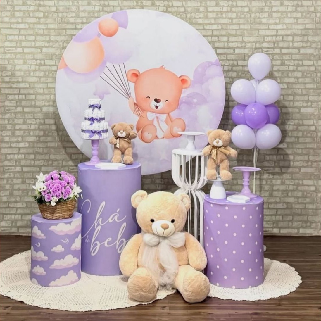 Urso Balões Lilás - SofistiqueDecor