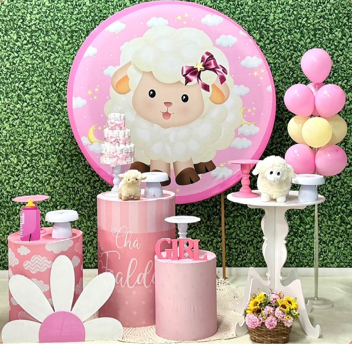 Ovelha Rosa - Chá de Bebê  - SofistiqueDecor
