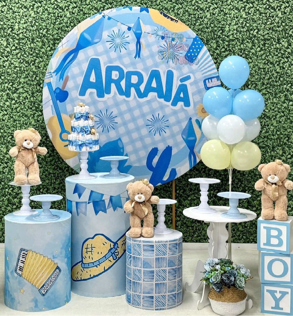 Arraiá Azul Com Cubos Boy  - SofistiqueDecor