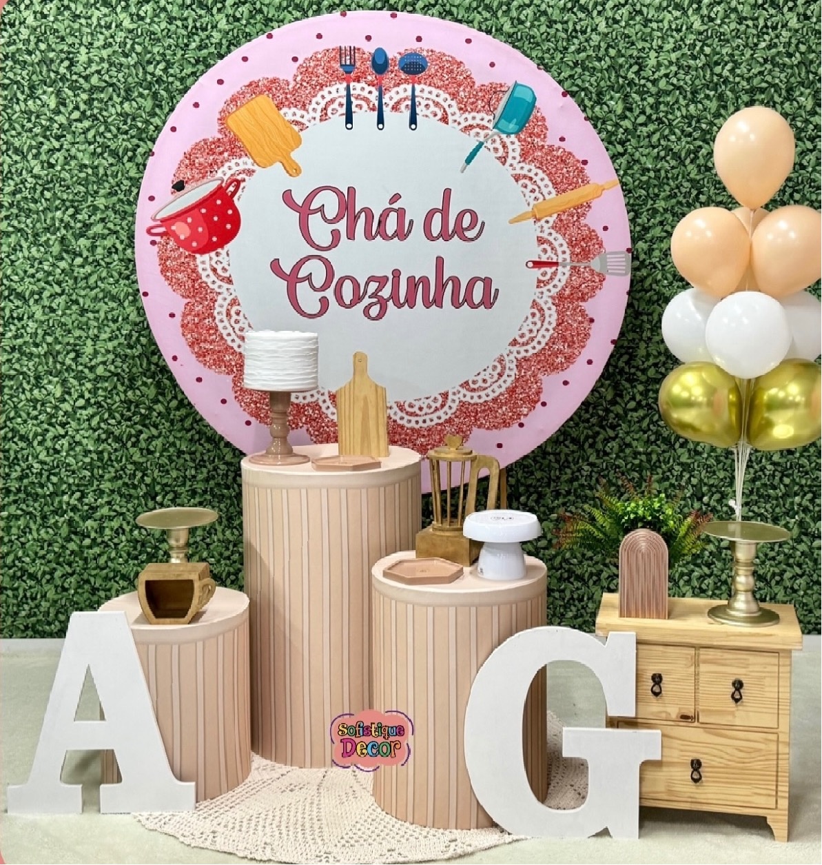 Chá de Cozinha Rosa E Bege  - SofistiqueDecor