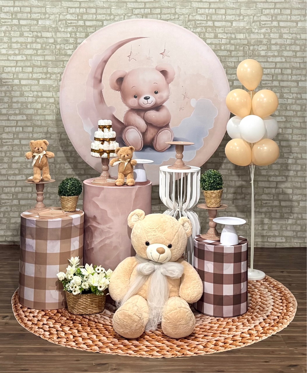 Chá de Bebê Urso Bege Lua  - SofistiqueDecor