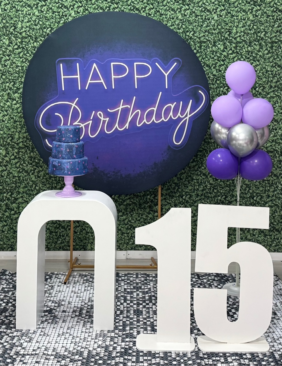 Happy Birthday 15 Anos Roxo 2 - SofistiqueDecor