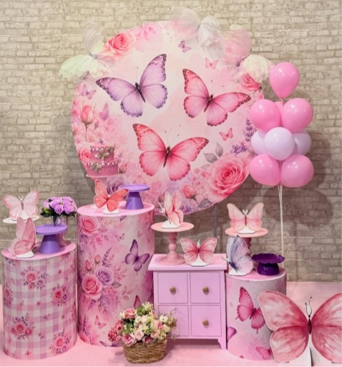 Borboleta Rosa E Lilás - SofistiqueDecor