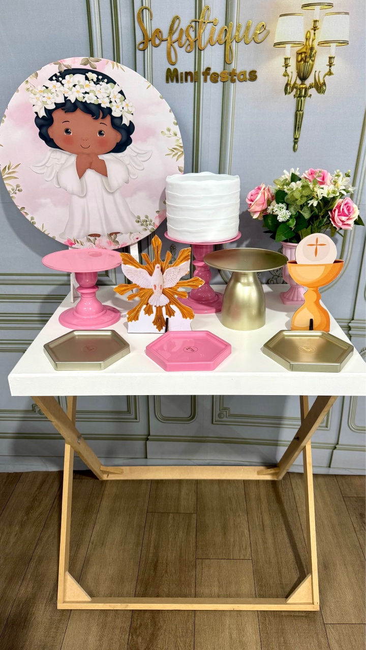 Batizado Rosa Menina 2 - Mini - SofistiqueDecor