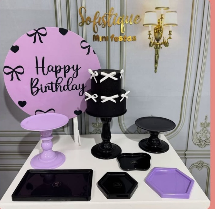 Happy Birthday Lilás Laço - Mini Festa - SofistiqueDecor