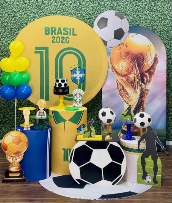 Copa Do Mundo Futebol Com Painel Lateral Romano - SofistiqueDecor