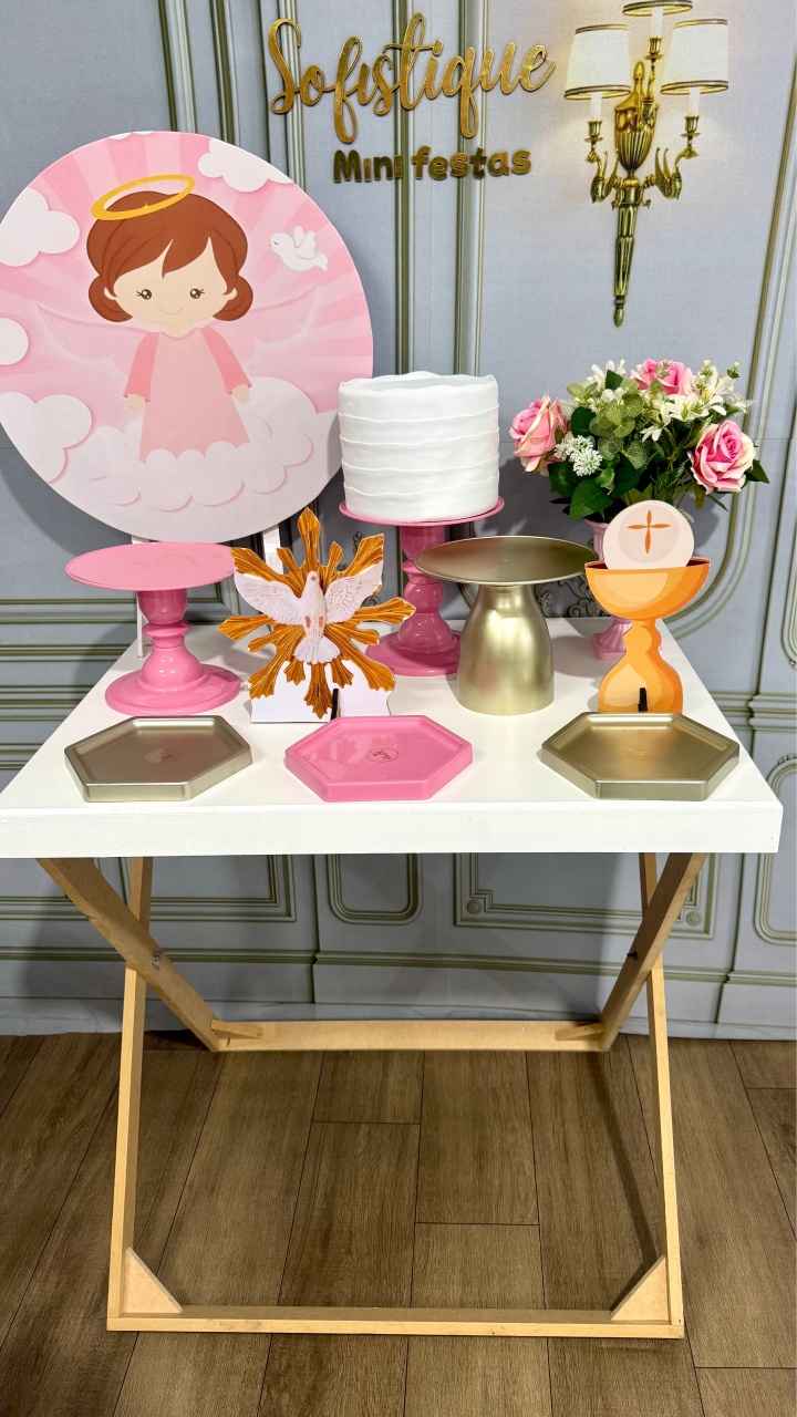 Batizado Rosa Menina - Mini - SofistiqueDecor