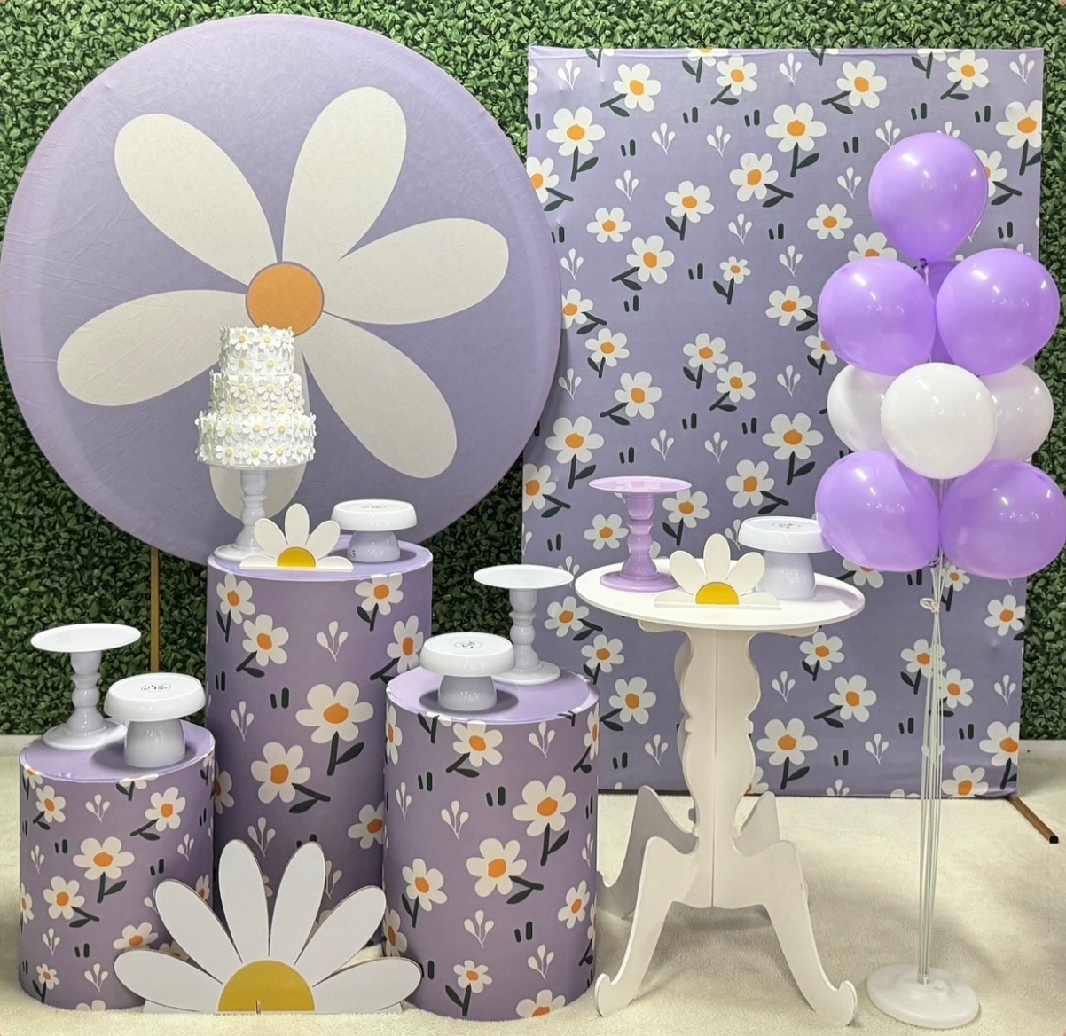 Margarida Lilás Jardim Com Painel Lateral Retangular - SofistiqueDecor