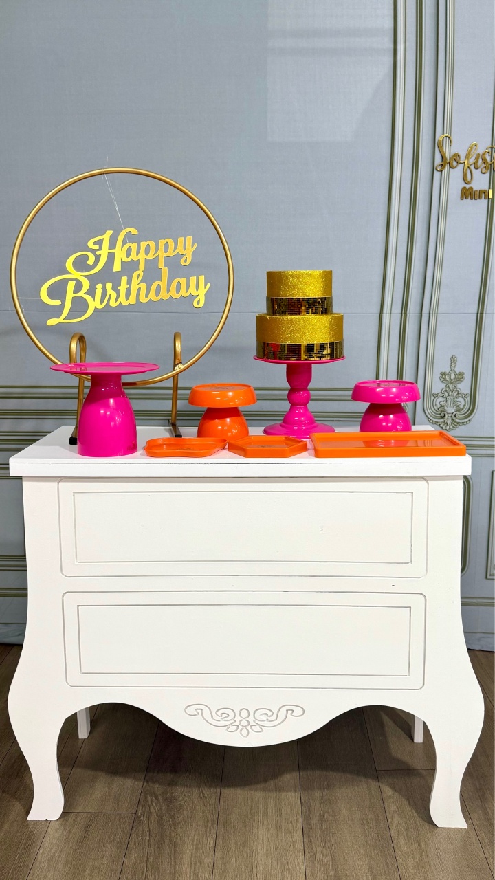 Happy Birthday Dourado E Rosa - Mini - SofistiqueDecor