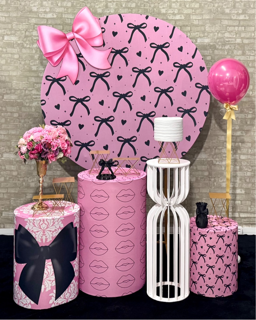 Laço Rosa E Preto - SofistiqueDecor