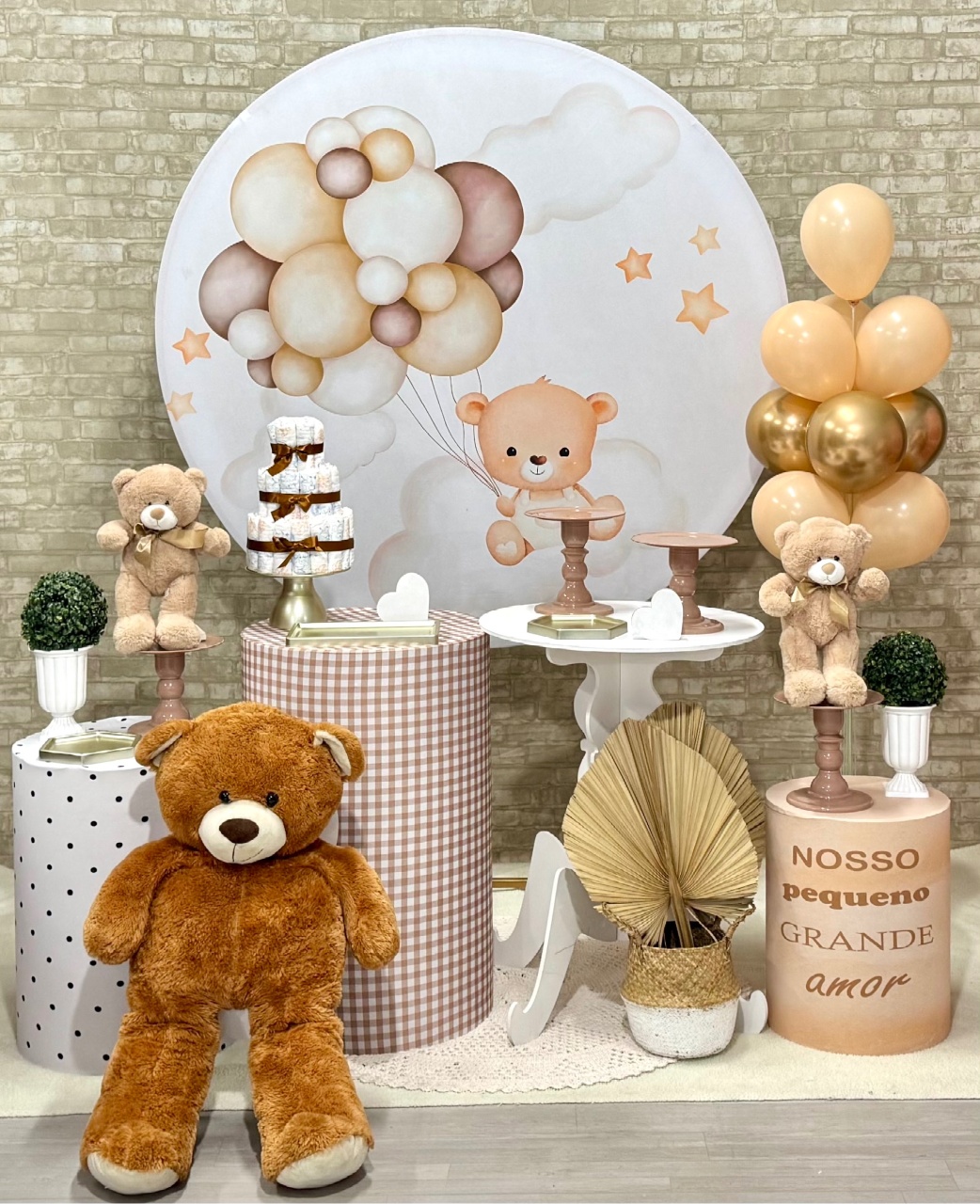 Ursinho Baloeiro Bege - Modelo 2 - SofistiqueDecor