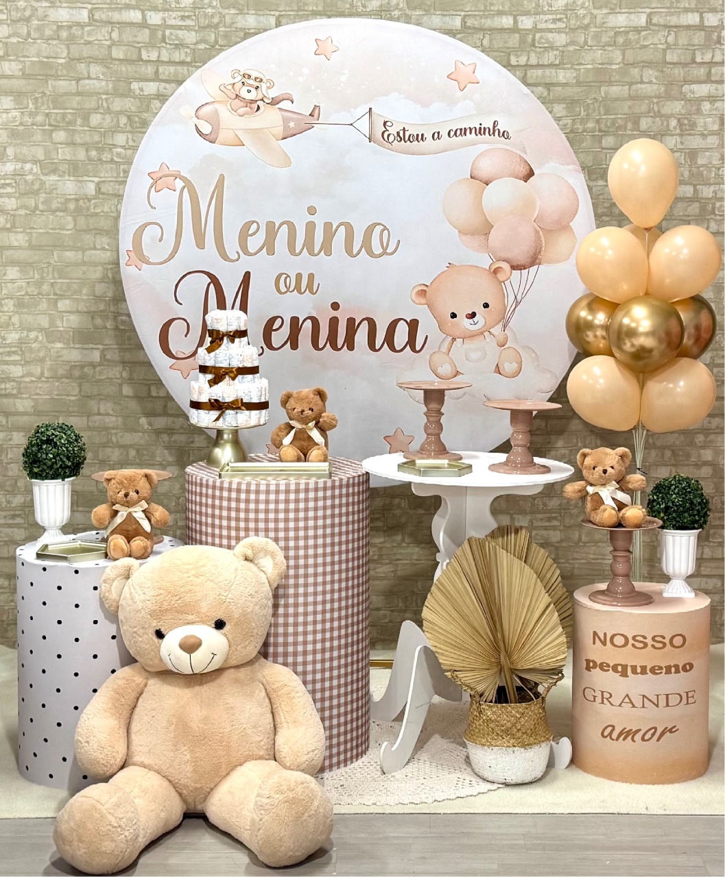 Chá Revelação Bege - Modelo 2 - SofistiqueDecor