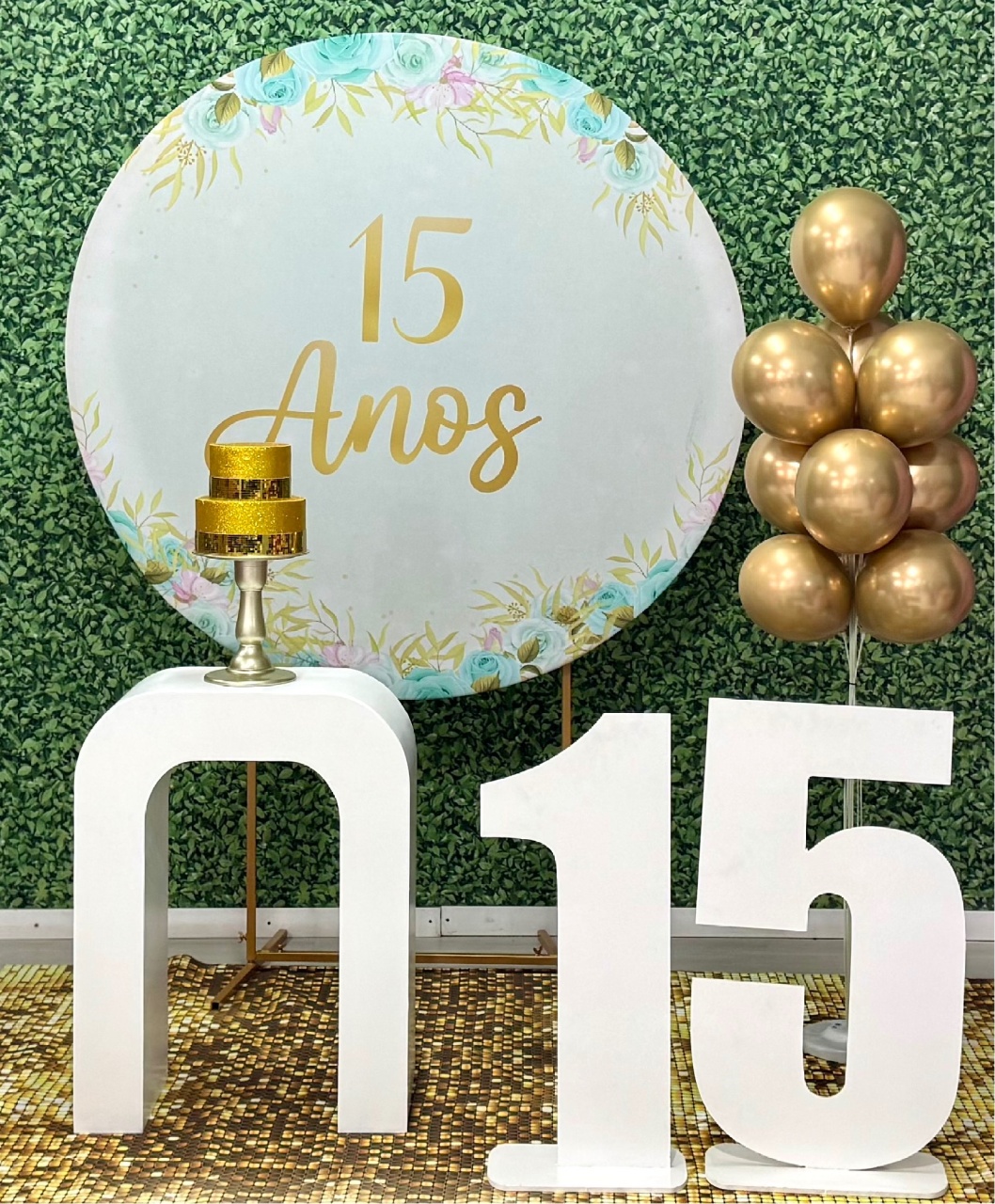 15 Anos Dourado E Verde - SofistiqueDecor