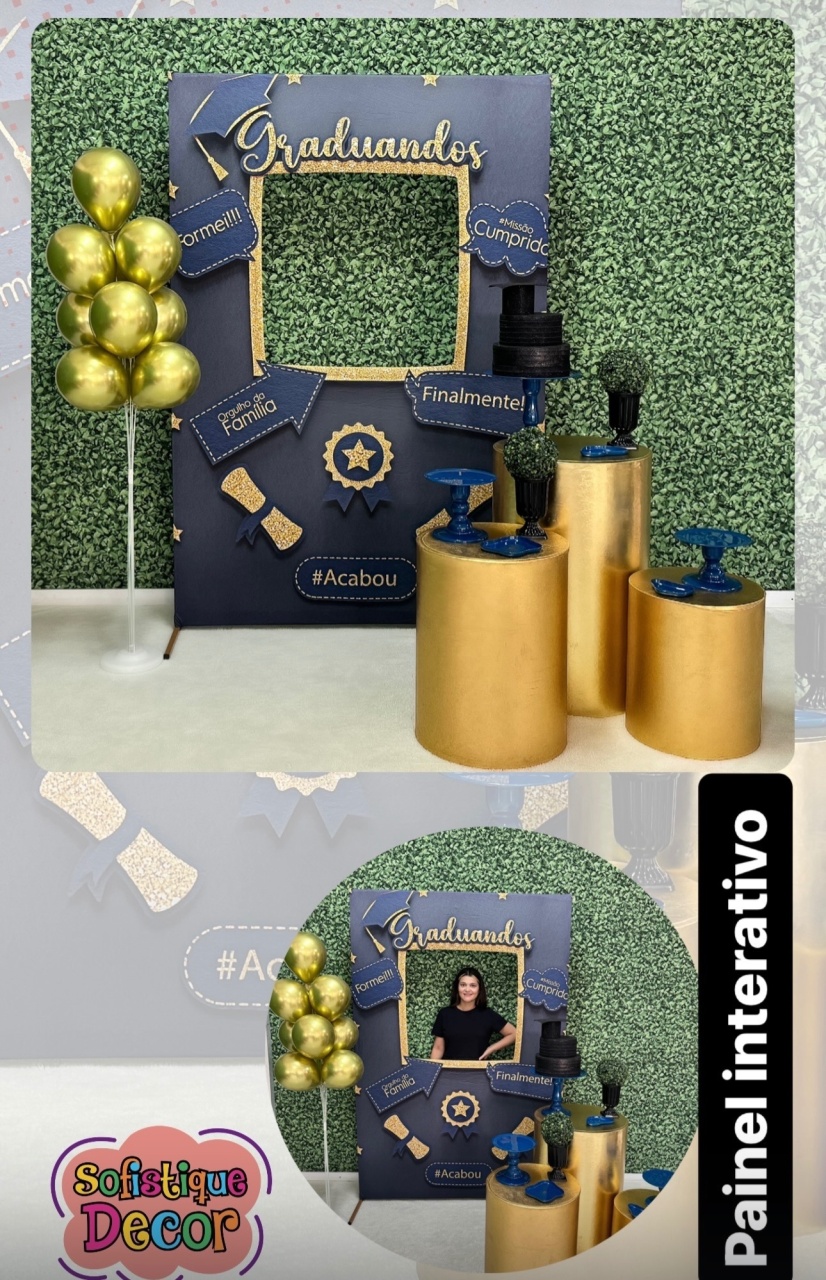 Painel Interativo Formatura Com Cilindro - SofistiqueDecor