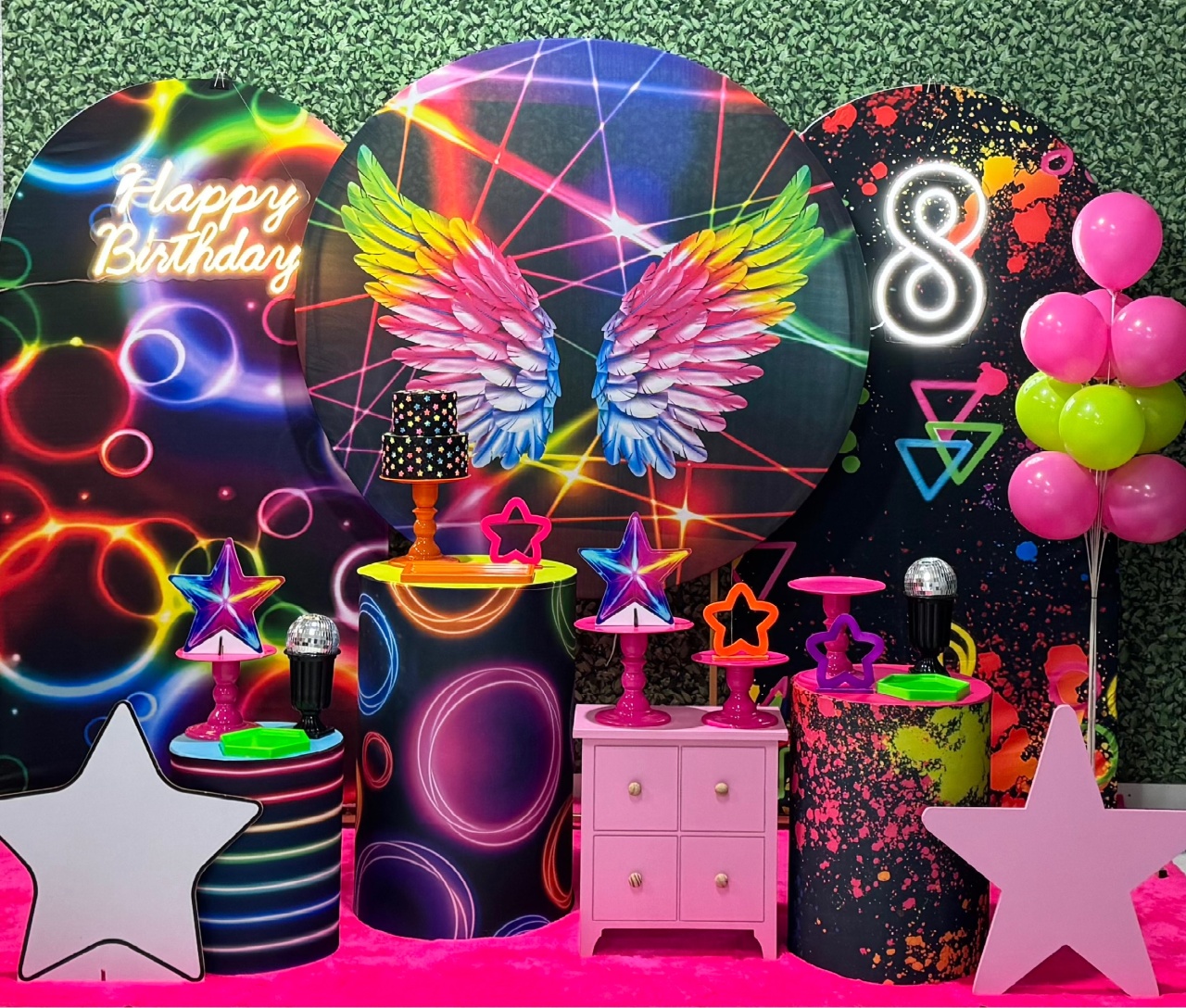 Neon Com 2 Painéis Laterais E Led  - SofistiqueDecor