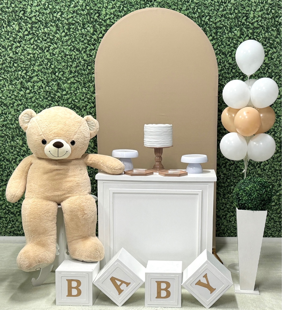 Chá de Bebê Ursos - Bege Nude Liso - SofistiqueDecor