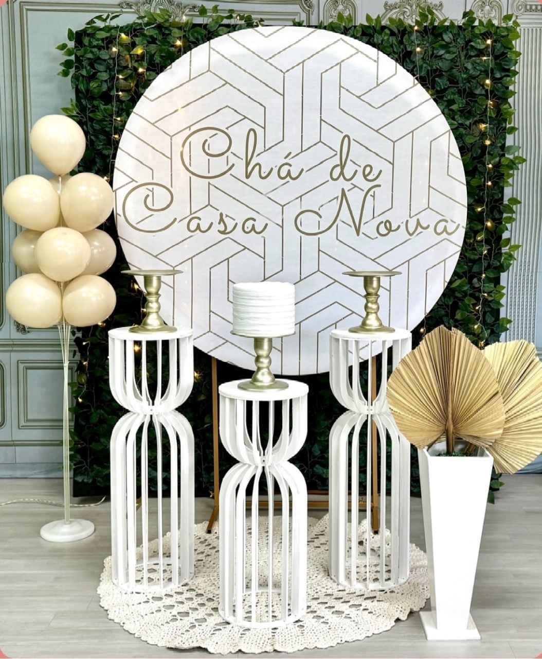 Chá de Casa Nova Dourado Com Folhas - SofistiqueDecor