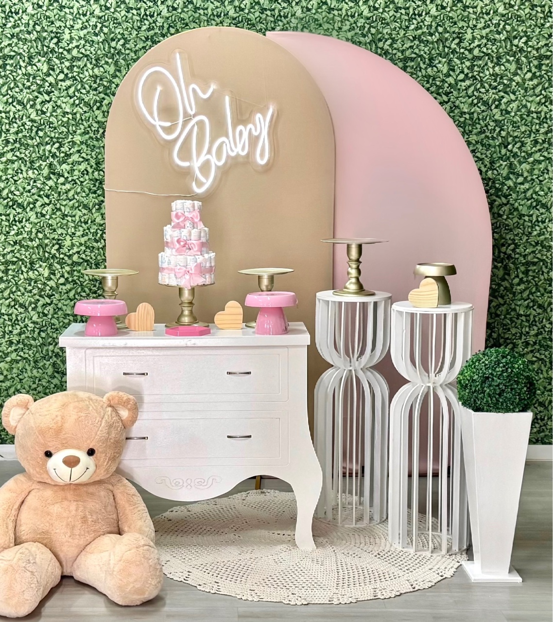 Chá de Bebê Painel Vela Rosa - SofistiqueDecor