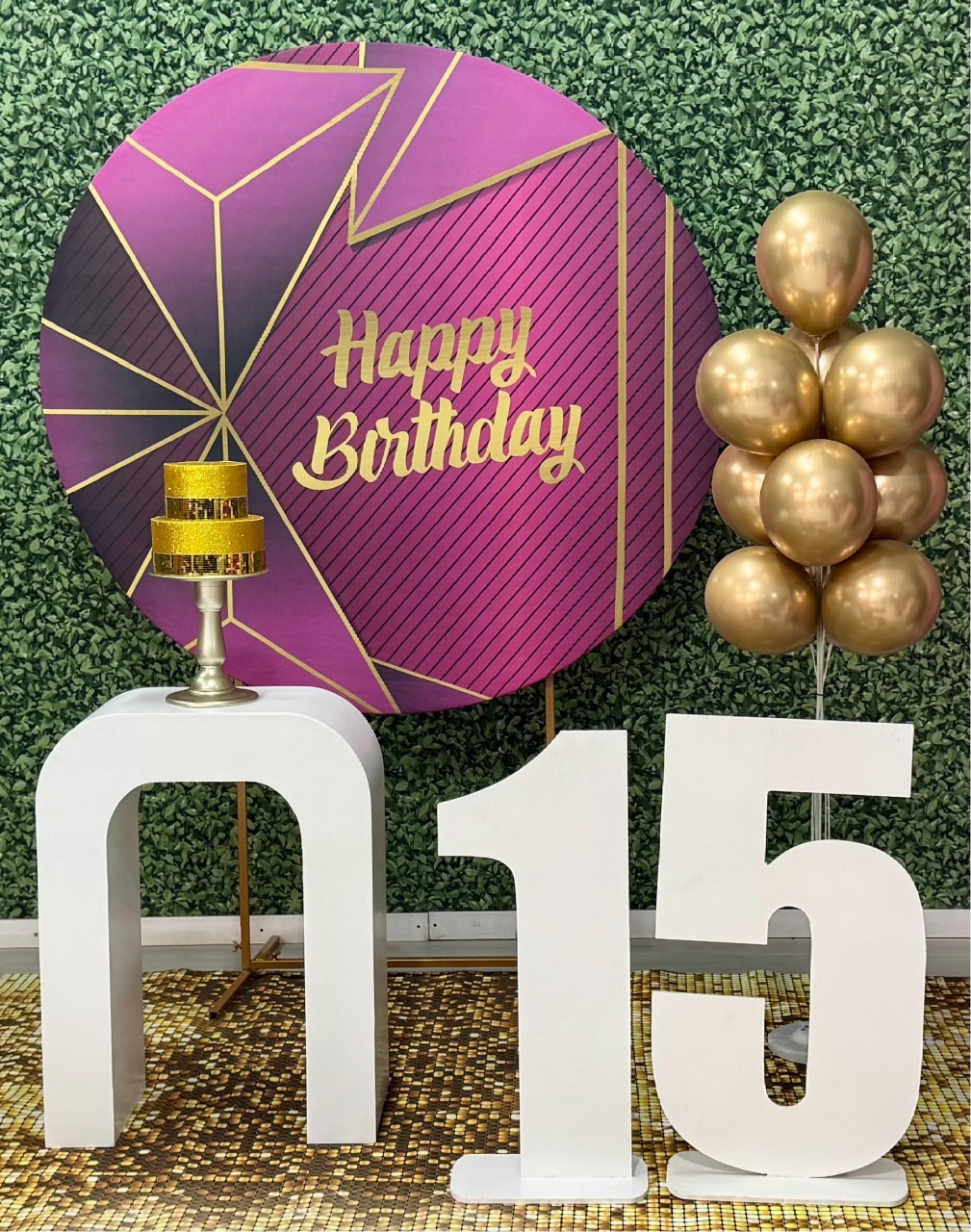 Happy Birthday Rosa E Dourado 15 Anos  - SofistiqueDecor