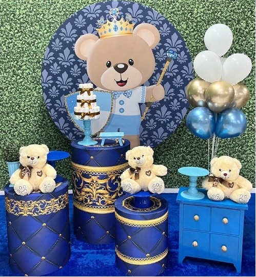 Urso Realeza Azul Royal - Modelo 1  - SofistiqueDecor