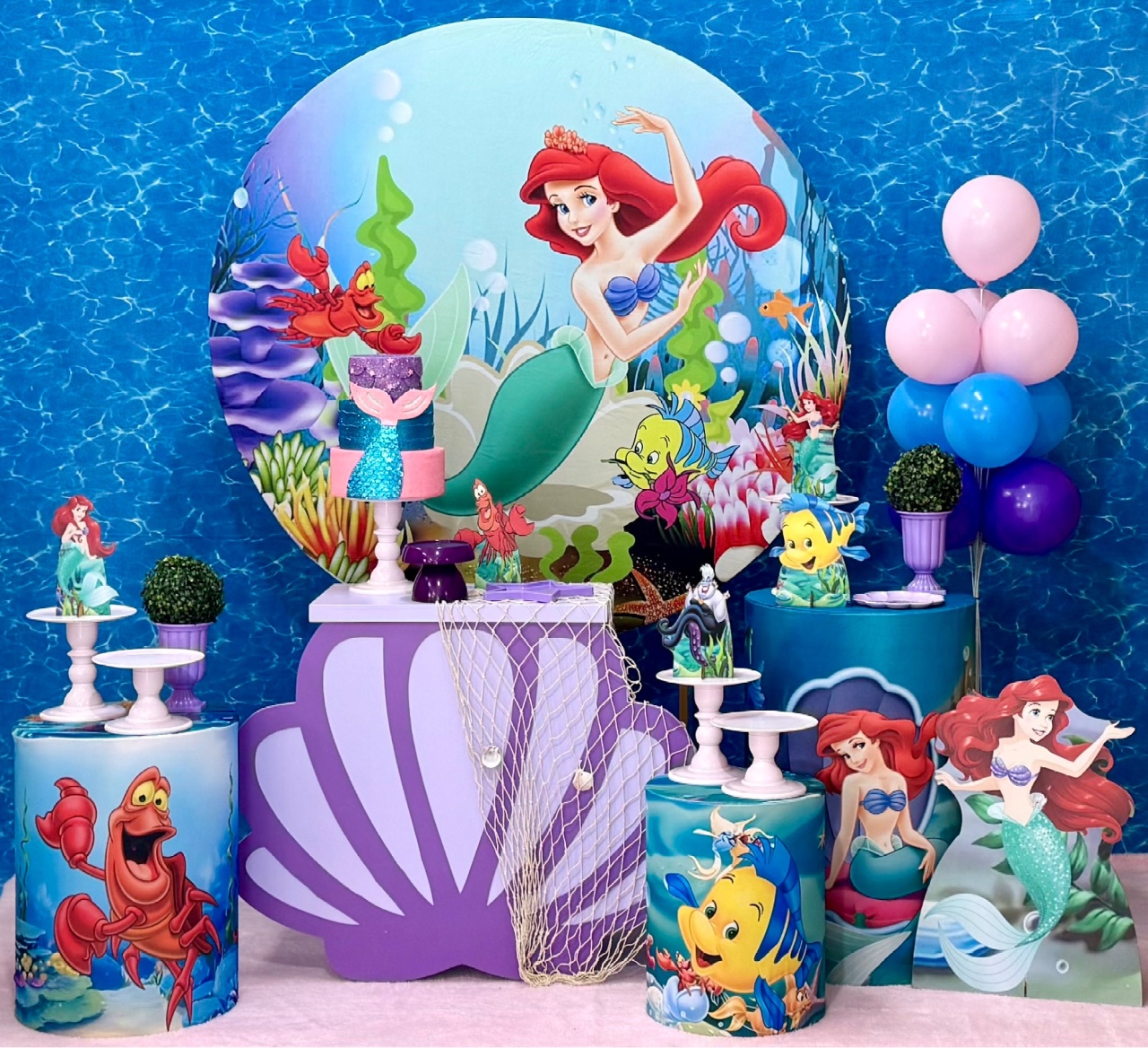 Pequena Sereia Com Mesa Lilás  - SofistiqueDecor