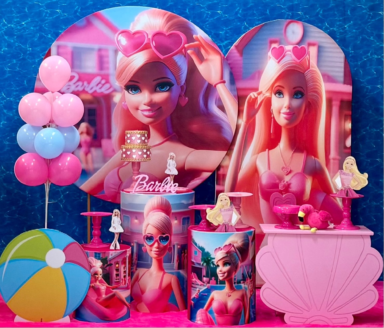 Barbie Pool Party Com Painel Lateral Romano - SofistiqueDecor
