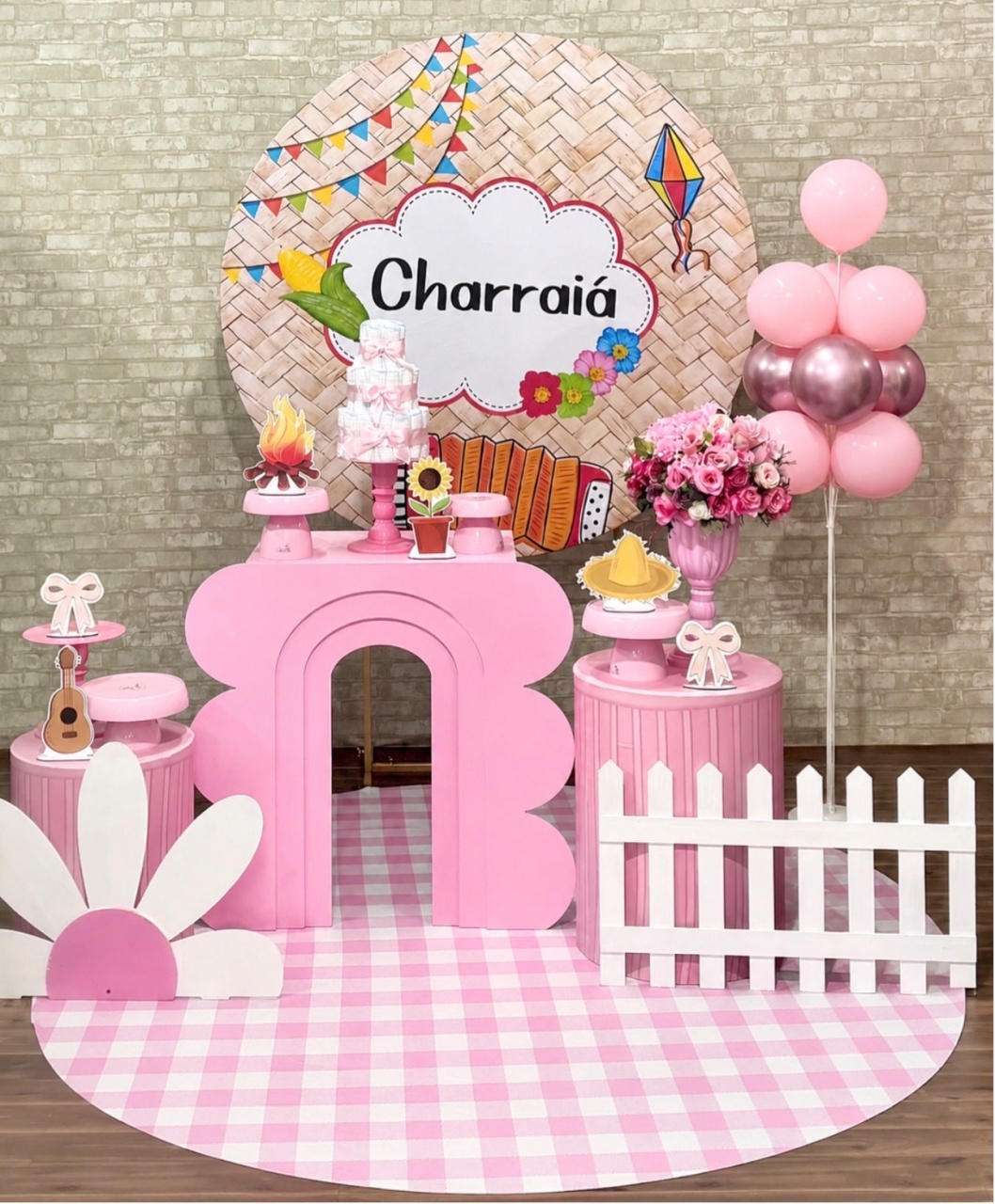 Charraiá Rosa Com Mesa Modelo 2 - SofistiqueDecor
