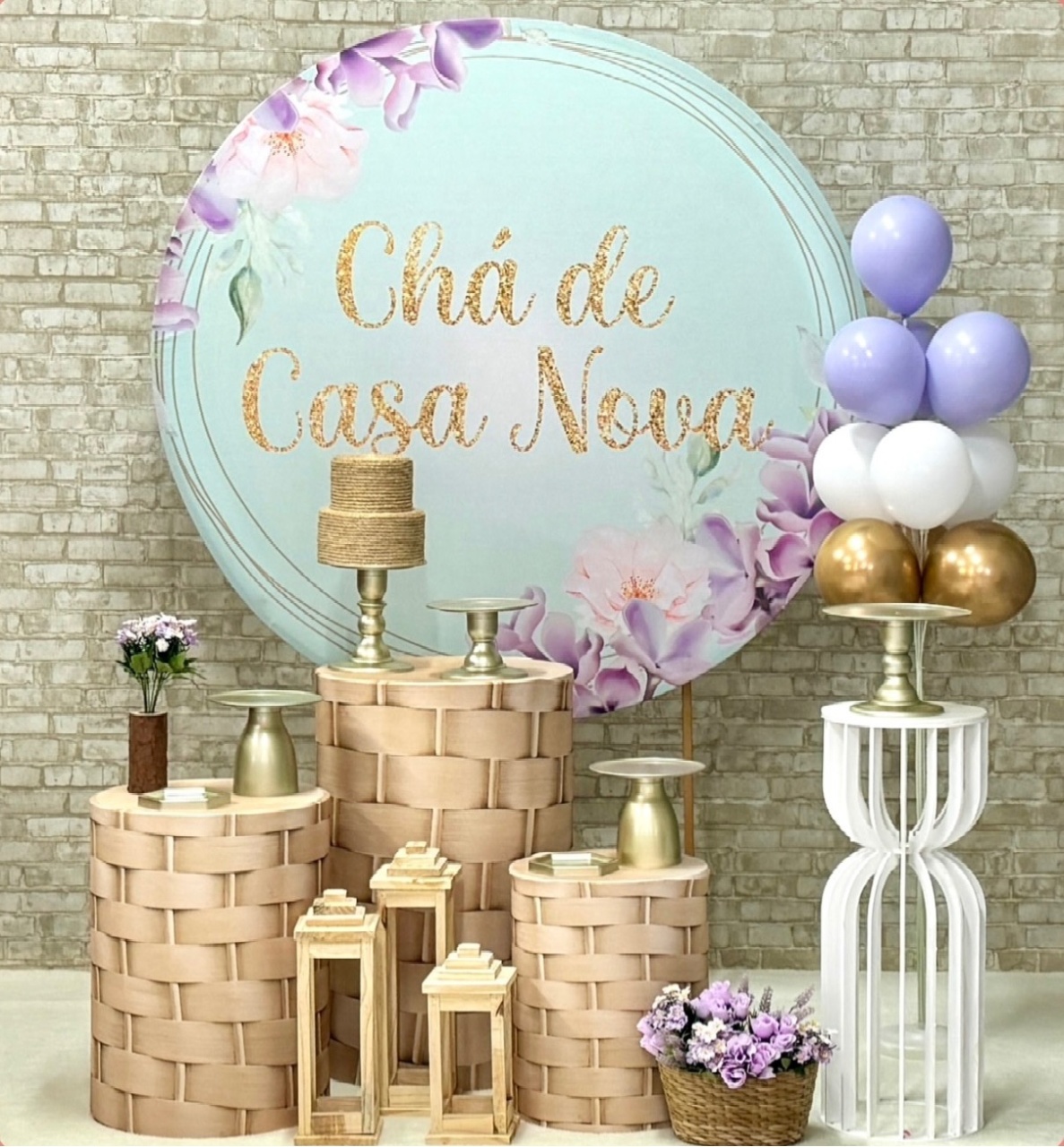 Chá de Casa Nova Lilás E Verde - SofistiqueDecor
