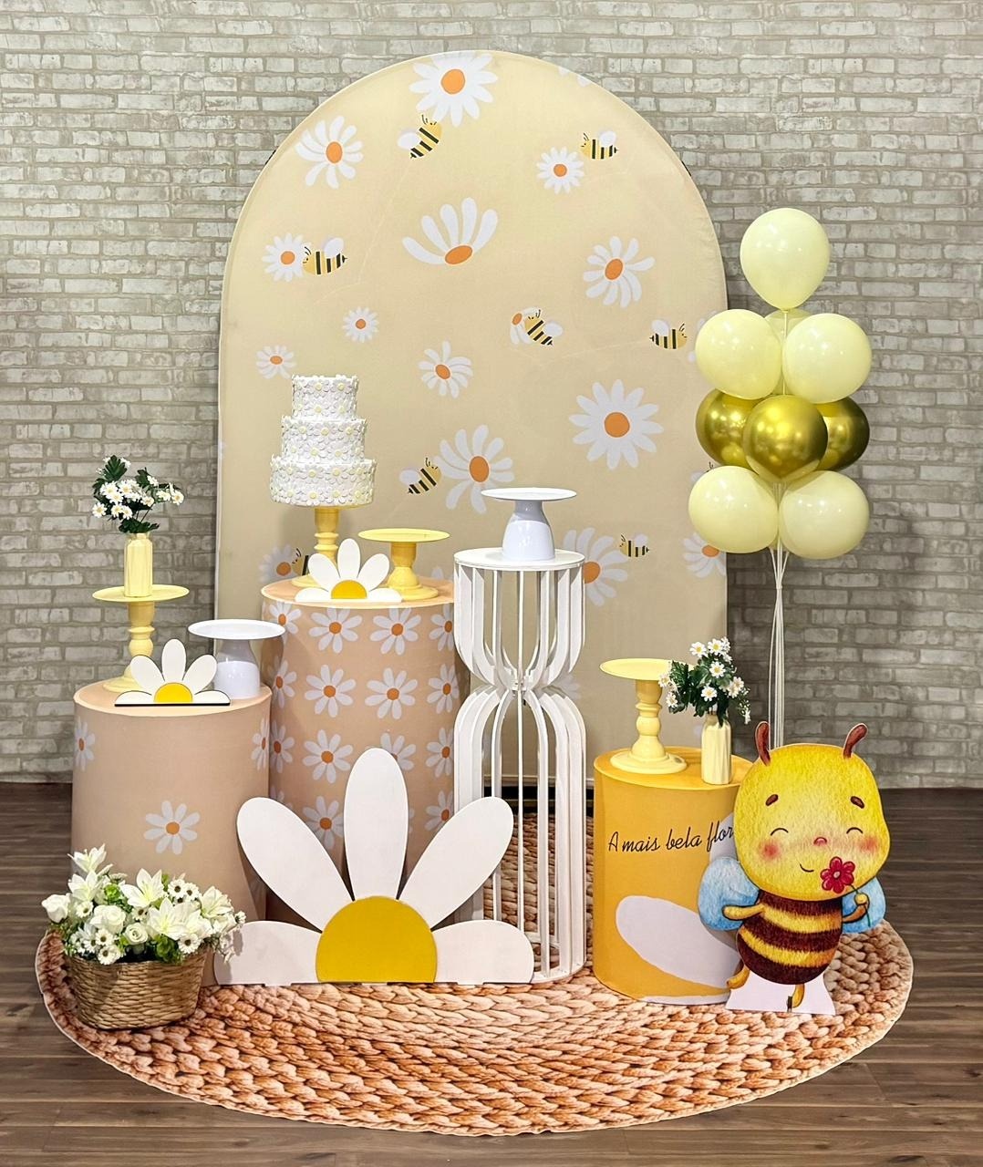 Margaridas Marfim E Abelhas - Premium - SofistiqueDecor