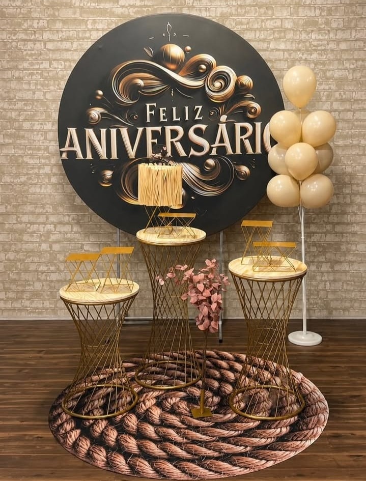 Feliz Aniversário Mesas Treliça Redondas - SofistiqueDecor