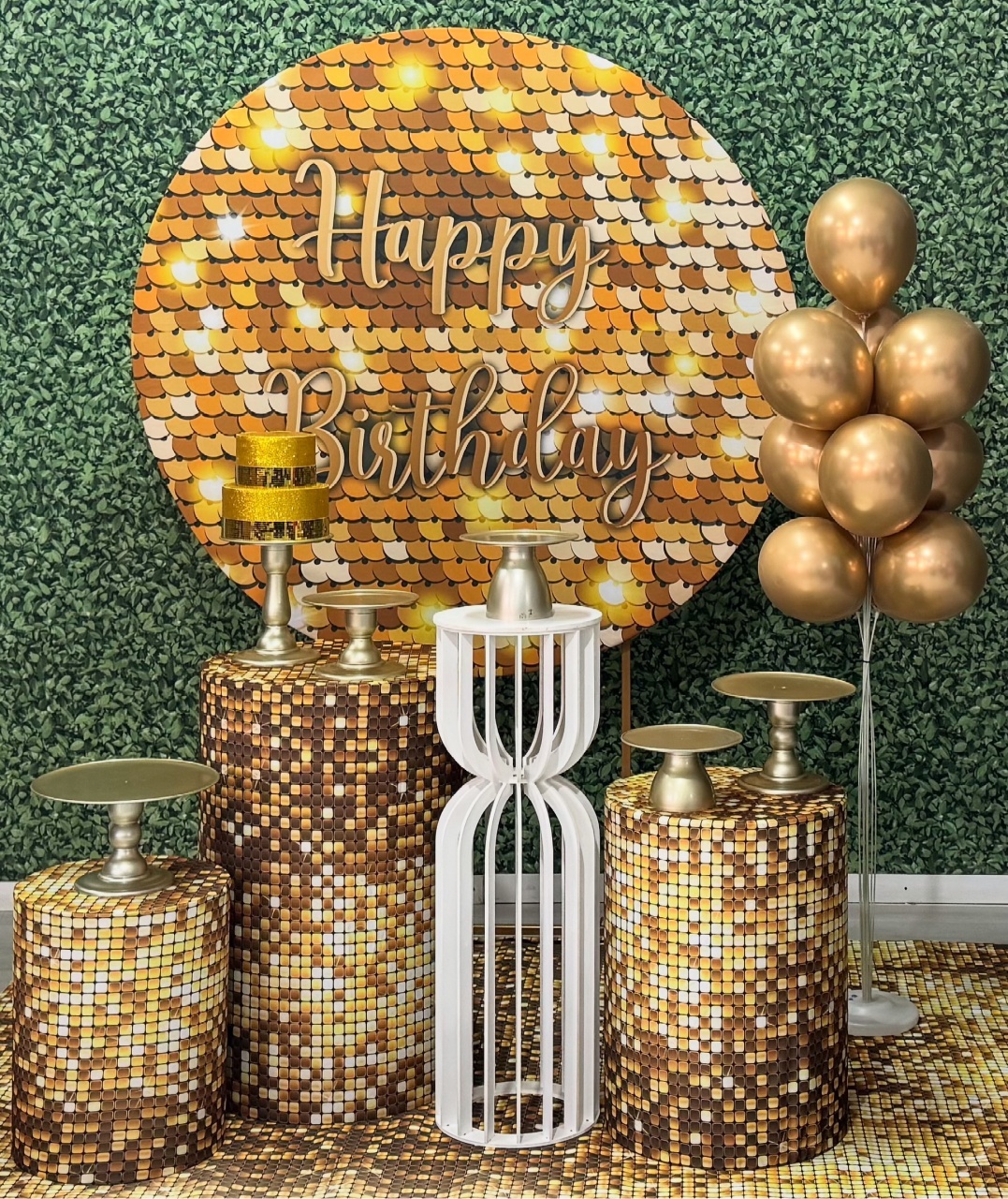 Happy Birthday Dourado Glitter - SofistiqueDecor