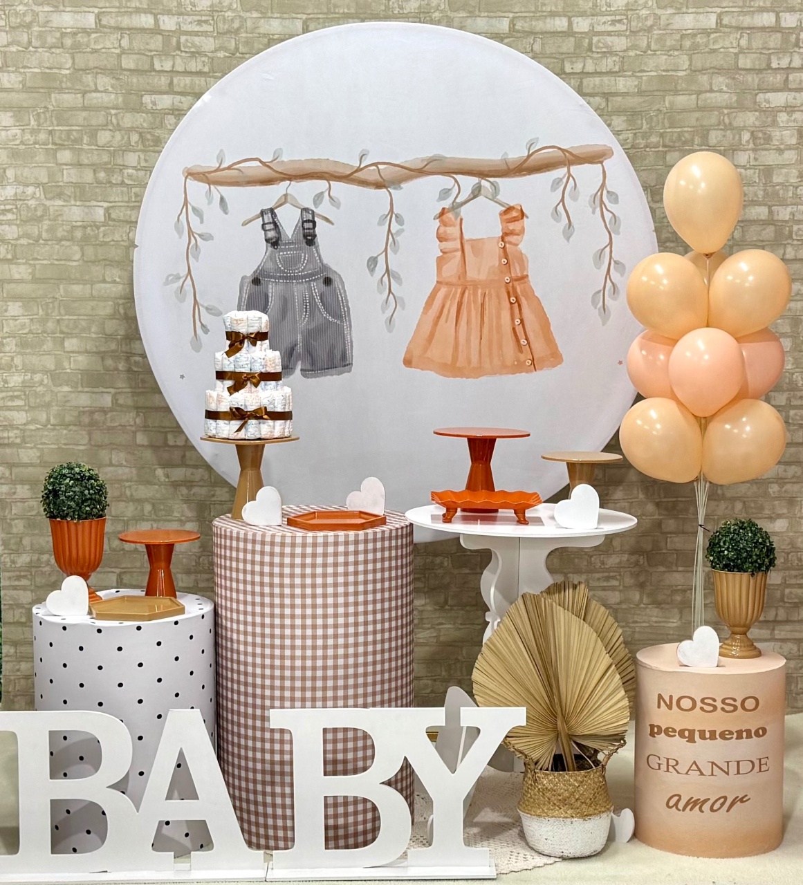 Chá Revelação Bege - Modelo 1 - SofistiqueDecor