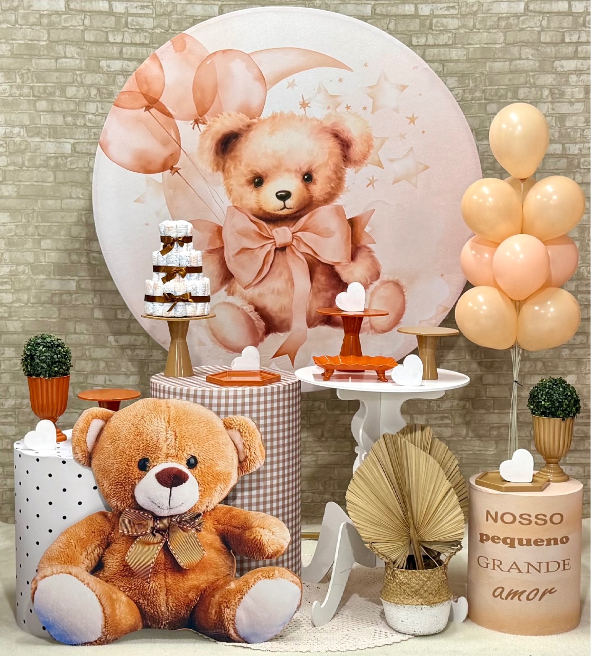 Urso Balões Bege - Modelo 1 - SofistiqueDecor