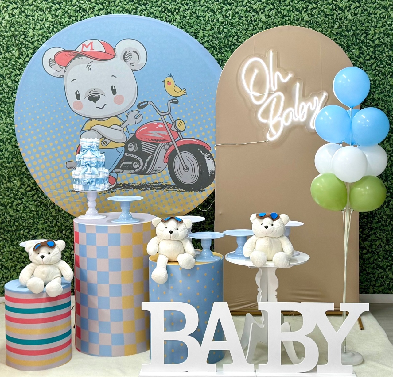 Chá de Bebê - Moto Com Painel Lateral Romano - SofistiqueDecor