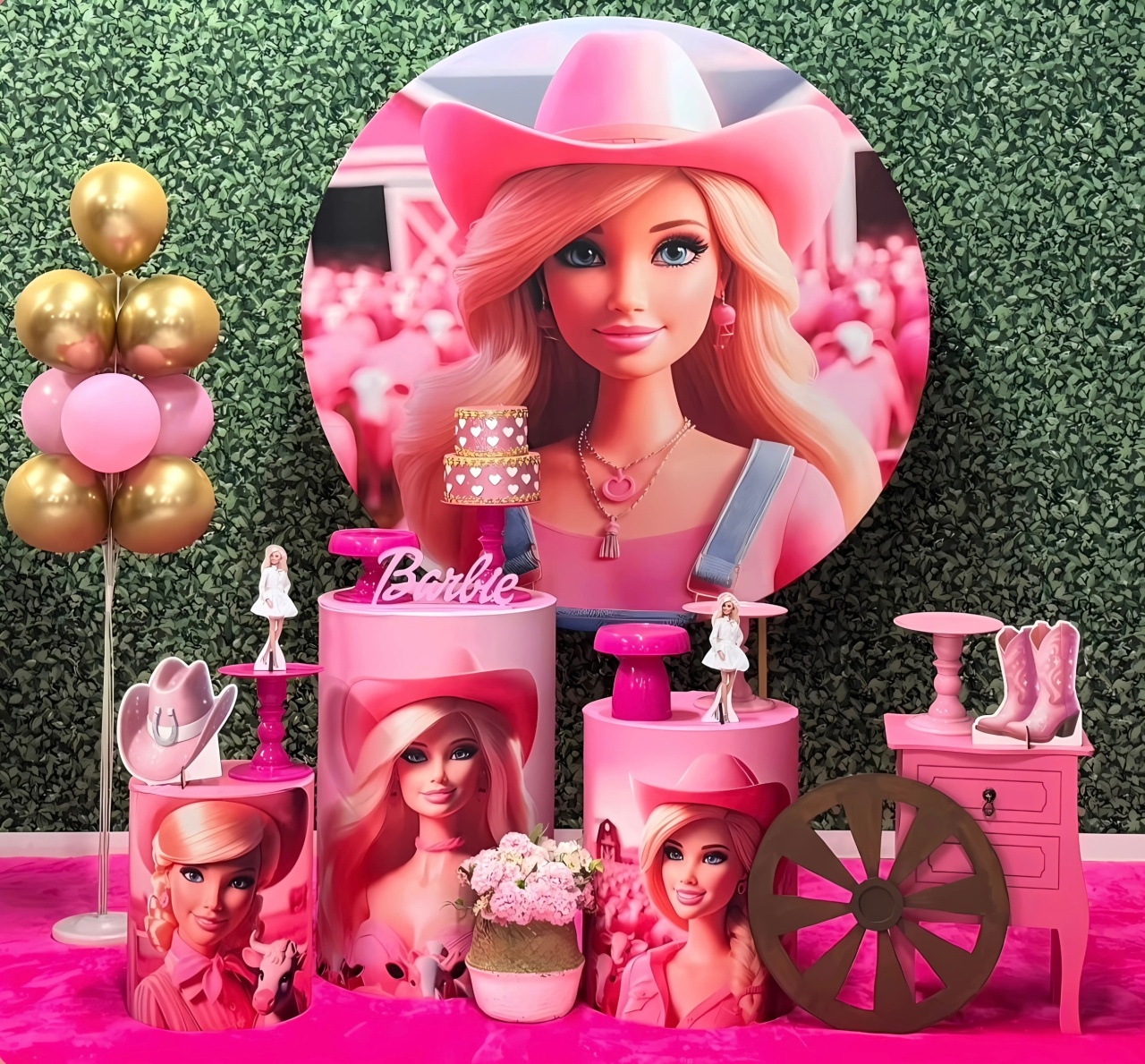 Boiadeira Fazendinha Rosa Barbie 8 - SofistiqueDecor