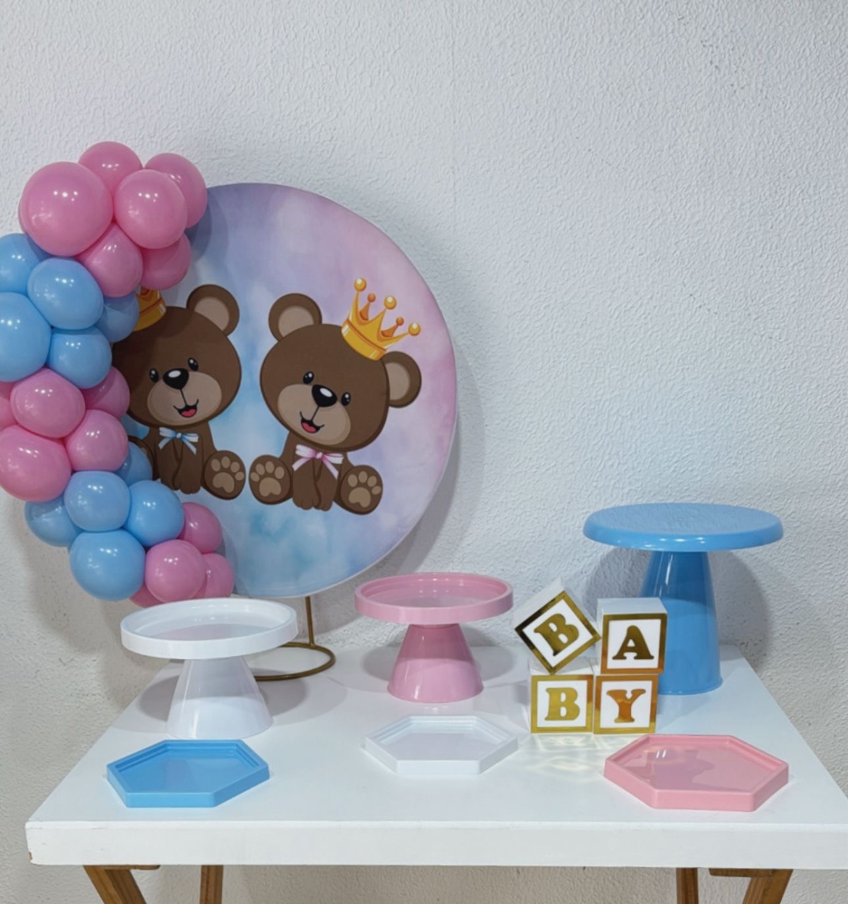Chá de Bebê Rosa E Azul - Mesa X - Brunafestass