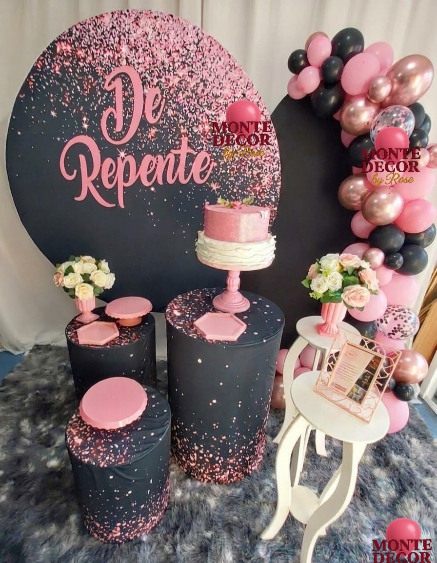 Kit Feminino de Repente Preto/Pink  - Monte Decor by Rose