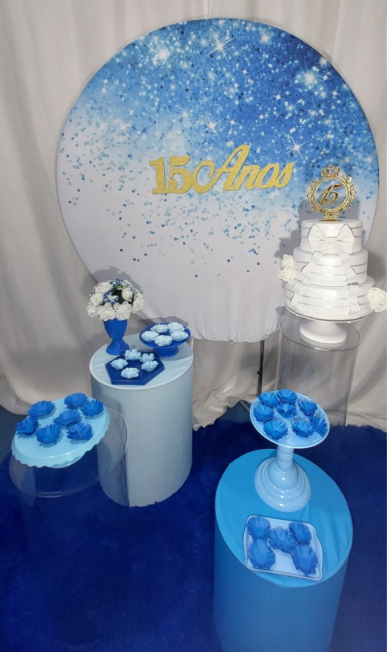 Kit 15 Anos Azul E Branco - Monte Decor by Rose
