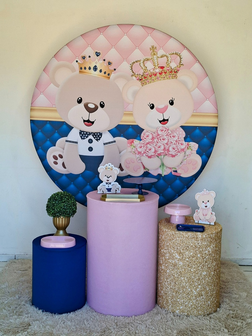Kit Chá Revelação Unsisnho Príncipe E Ursinha Princera - Kit Fest Decorações