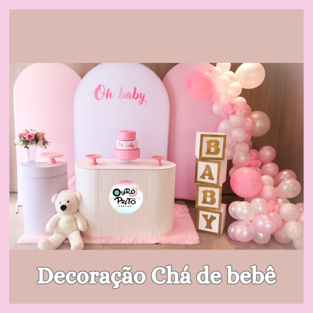 Decoração Chá de Bebê Rosa - Preço Sob Consulta - ouropretofestas