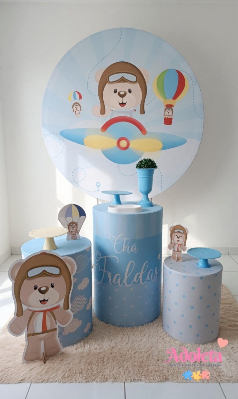  Ursinho Aviador - Kit Parabéns - Adoleta Pegue e monte e brinquedos 