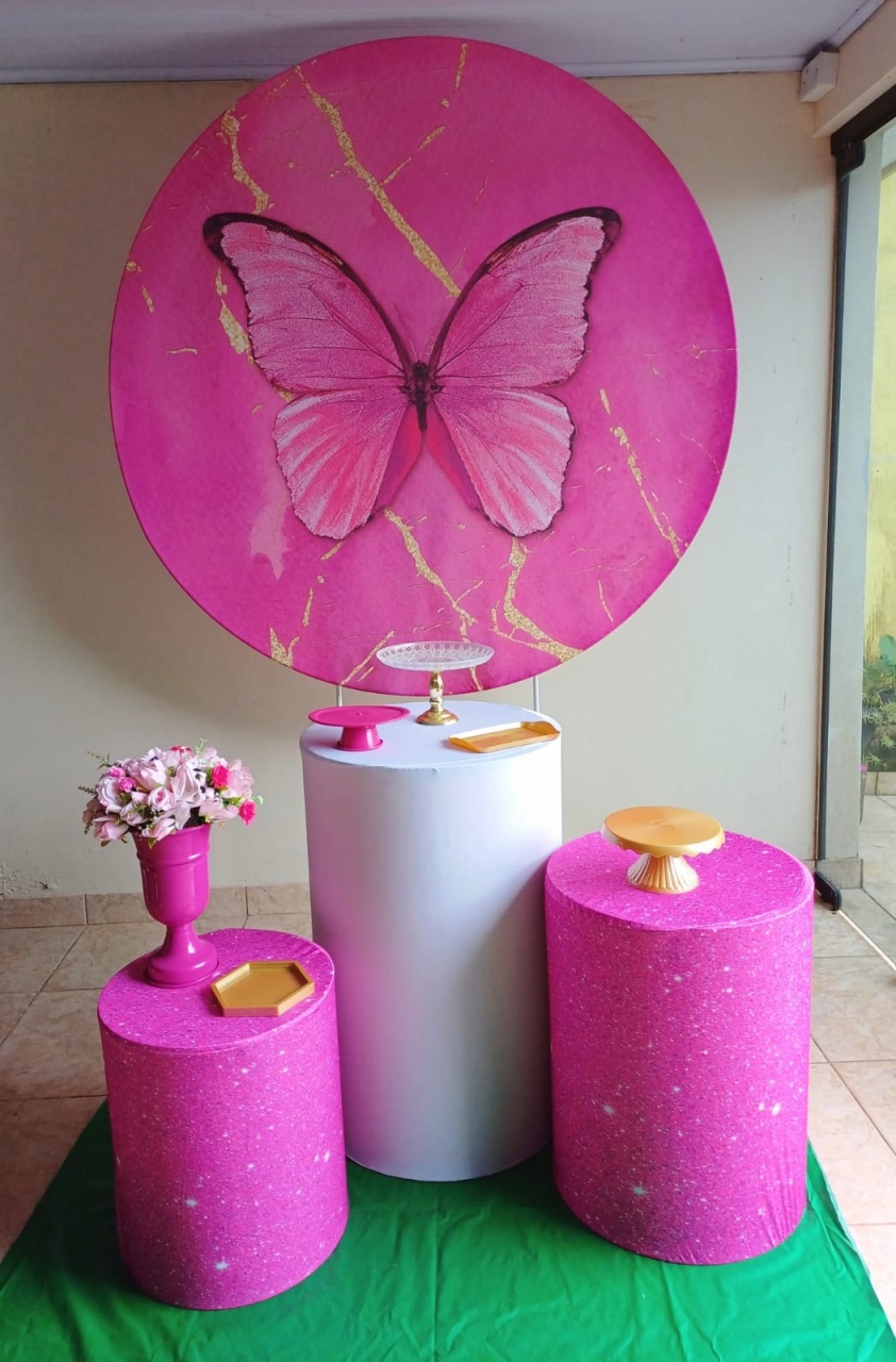 Borboleta Rosa - Kit Parabéns   - Adoleta Pegue e monte e brinquedos 