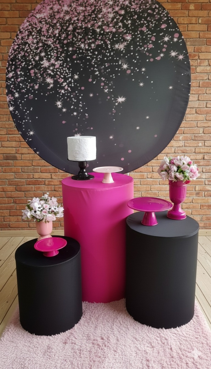 Rosa Com Preto - Kit Parabéns - Adoleta Pegue e monte e brinquedos 
