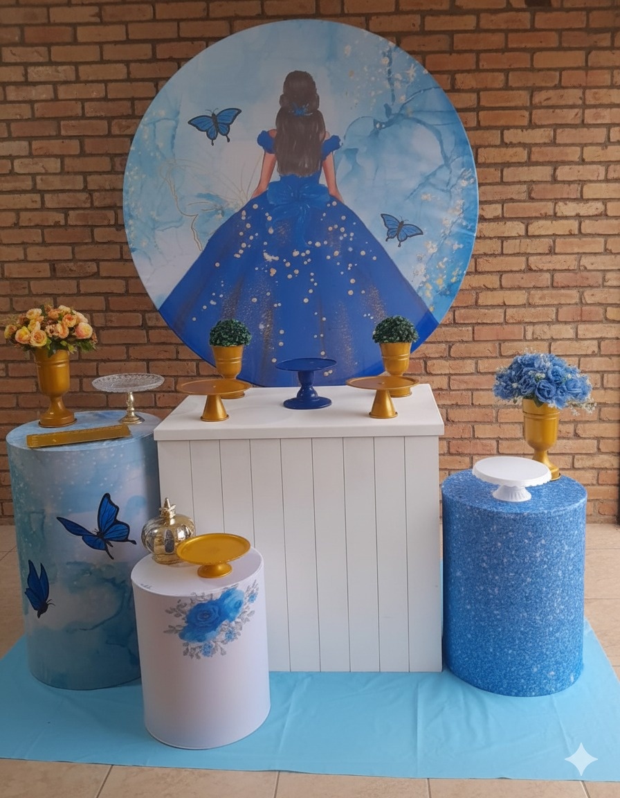 15 Anos Menina Azul - Celebre - Adoleta Pegue e monte e brinquedos 