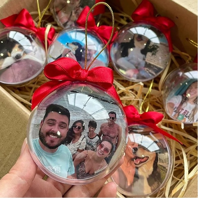 Bolinha de Natal Com Foto (Unidade) - Wit Festa