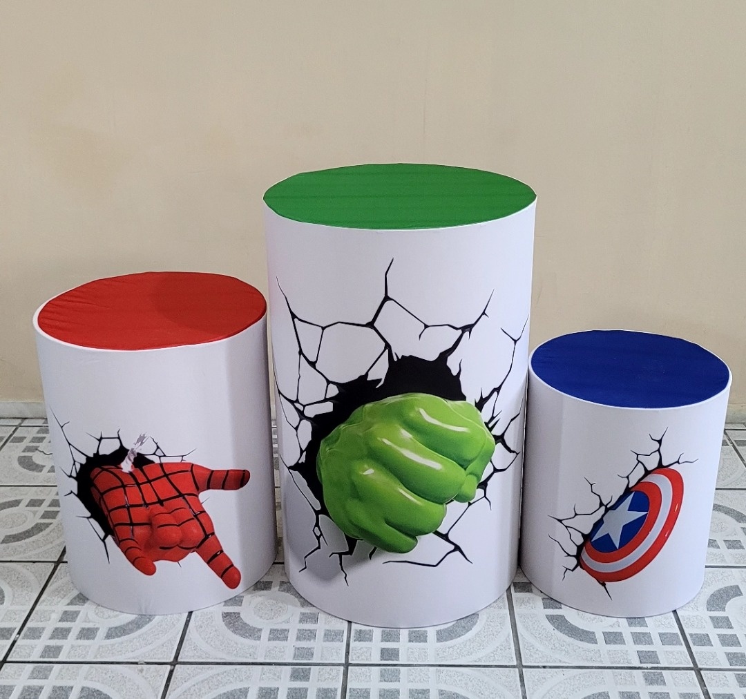 Trio de Capas Para Cilindros Os Vingadores  - IR Locação 