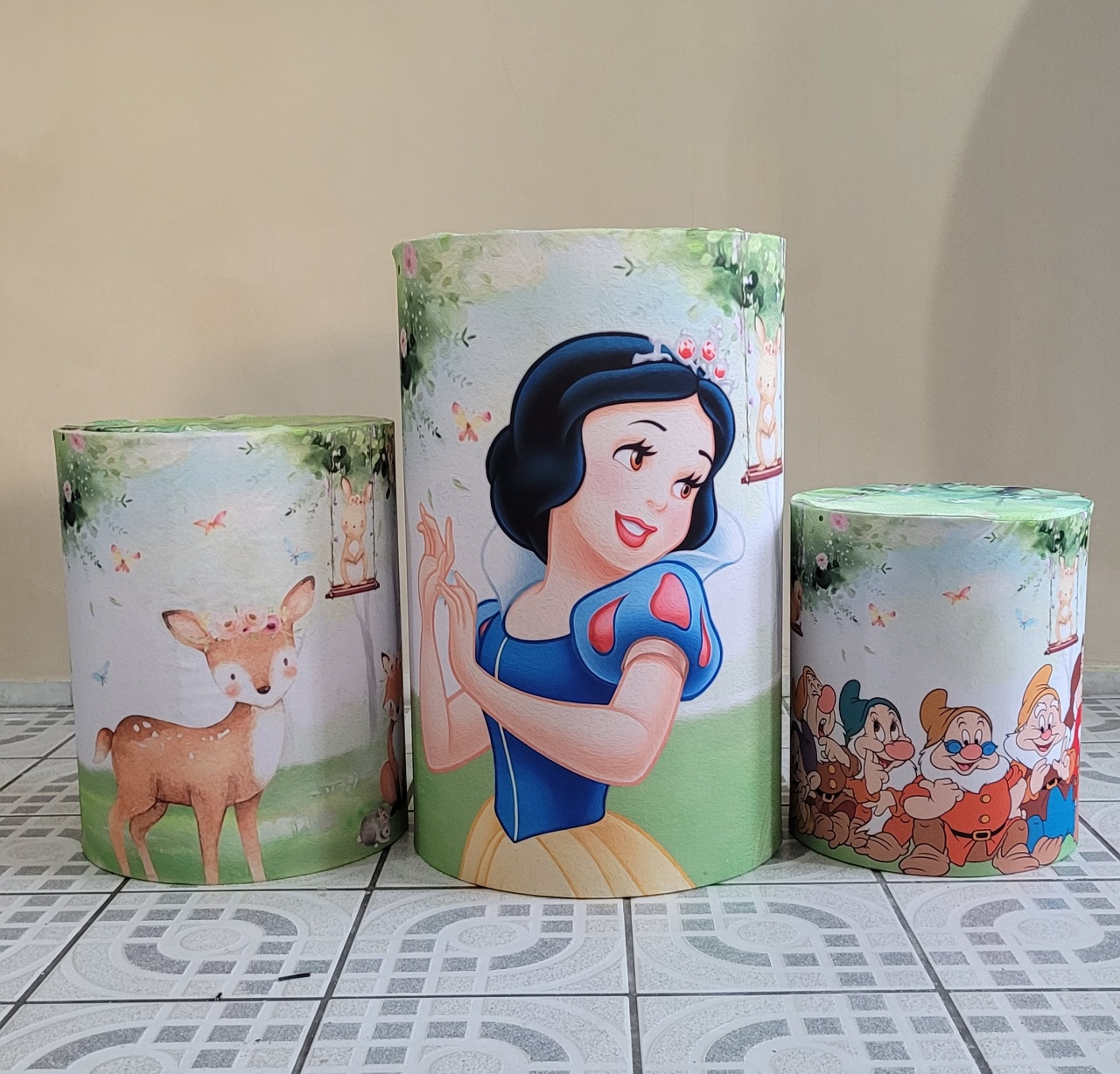 Trio de Capas Para Cilindros Branca de Neve - IR Locação 
