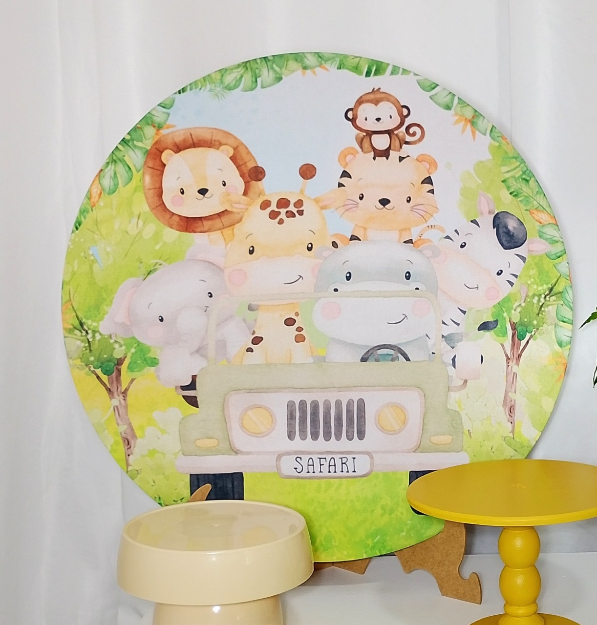 Mini Painel Tecido Safari -  Jenaina Decoração e Locação 