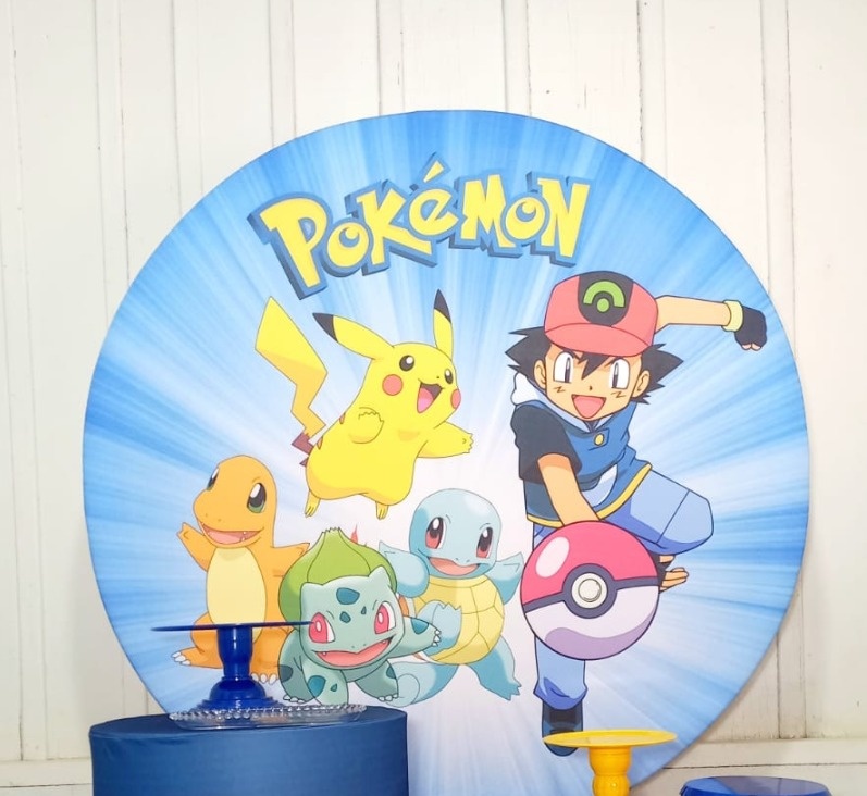 Painel Redondo Pokémon  -  Jenaina Decoração e Locação 